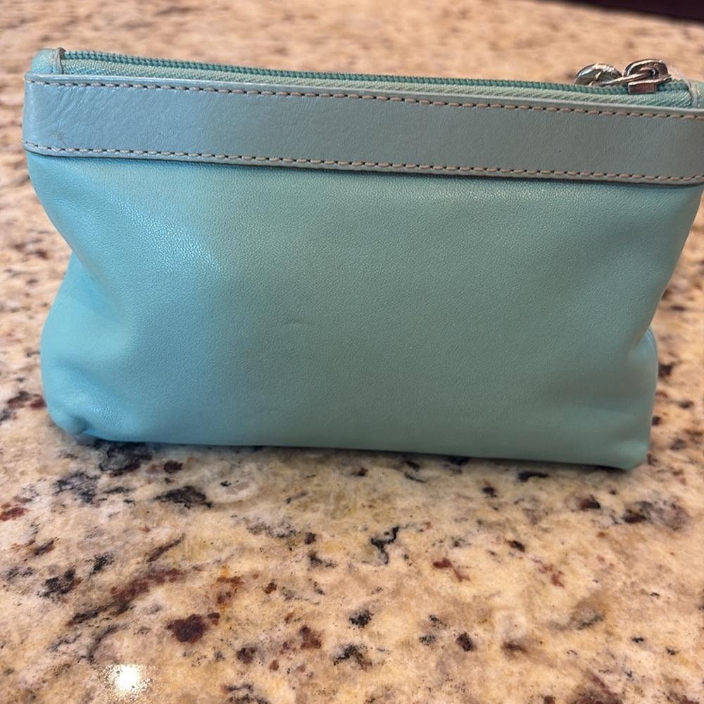 Coach Turquoise Sea Foam Leather Wristlet - Picture 3 of 9